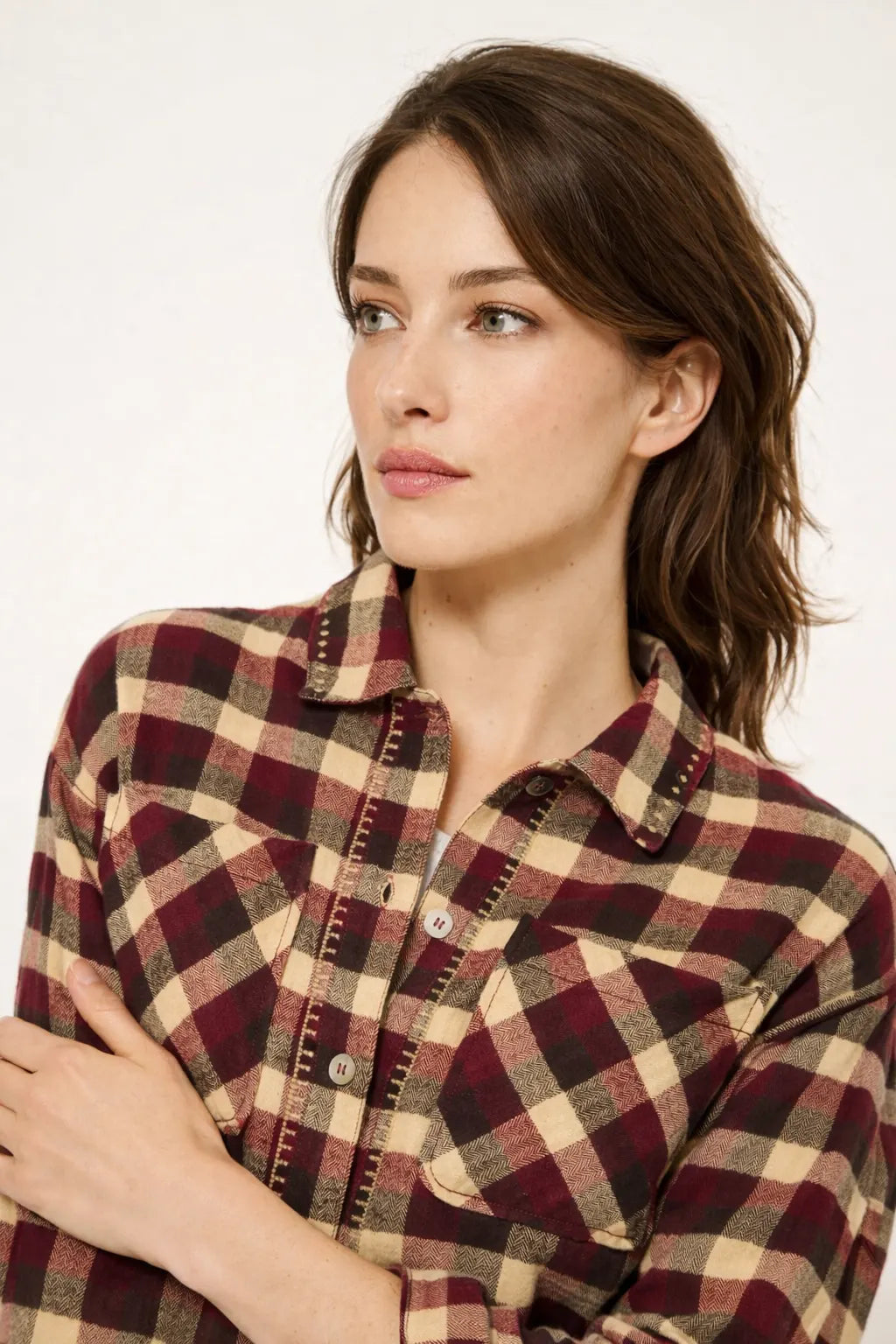 CHEMISE CARRIE - BROWN CHECKS